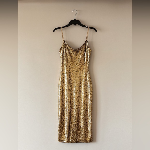 Dresses & Skirts - Gold Sequin Sleeveless Dress